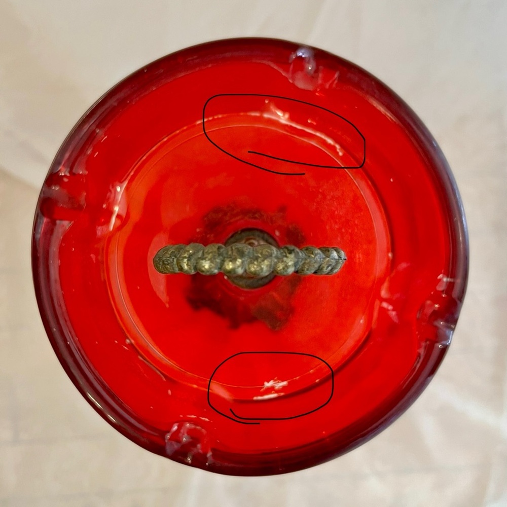 Vintage Red Ashtray Stand, ~26in tall - Picture 3 of 4